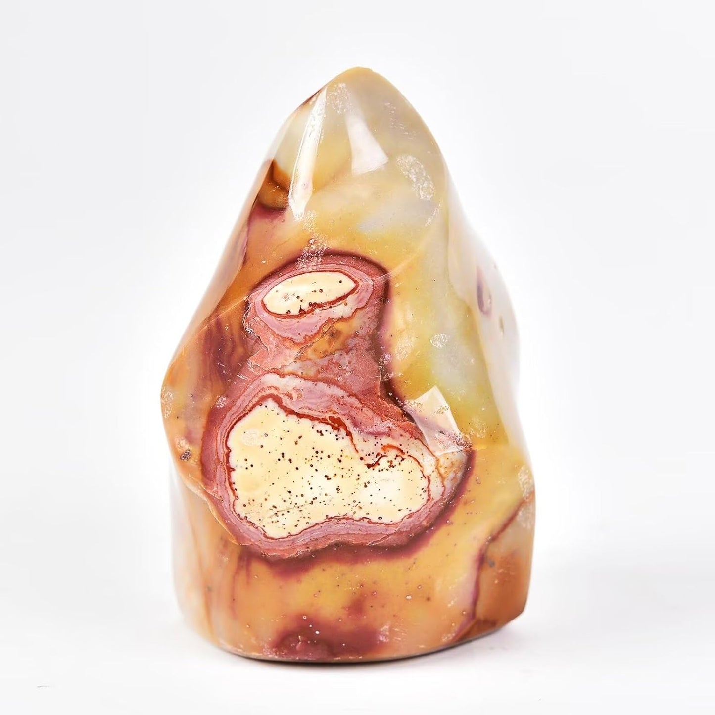 AMOYSTONE Polychrome Jasper Flame Shaped Stone Towers Obelisk Natural Healing Crystal Quartz Reiki Energy Decoration Home Office 1.0 Pound