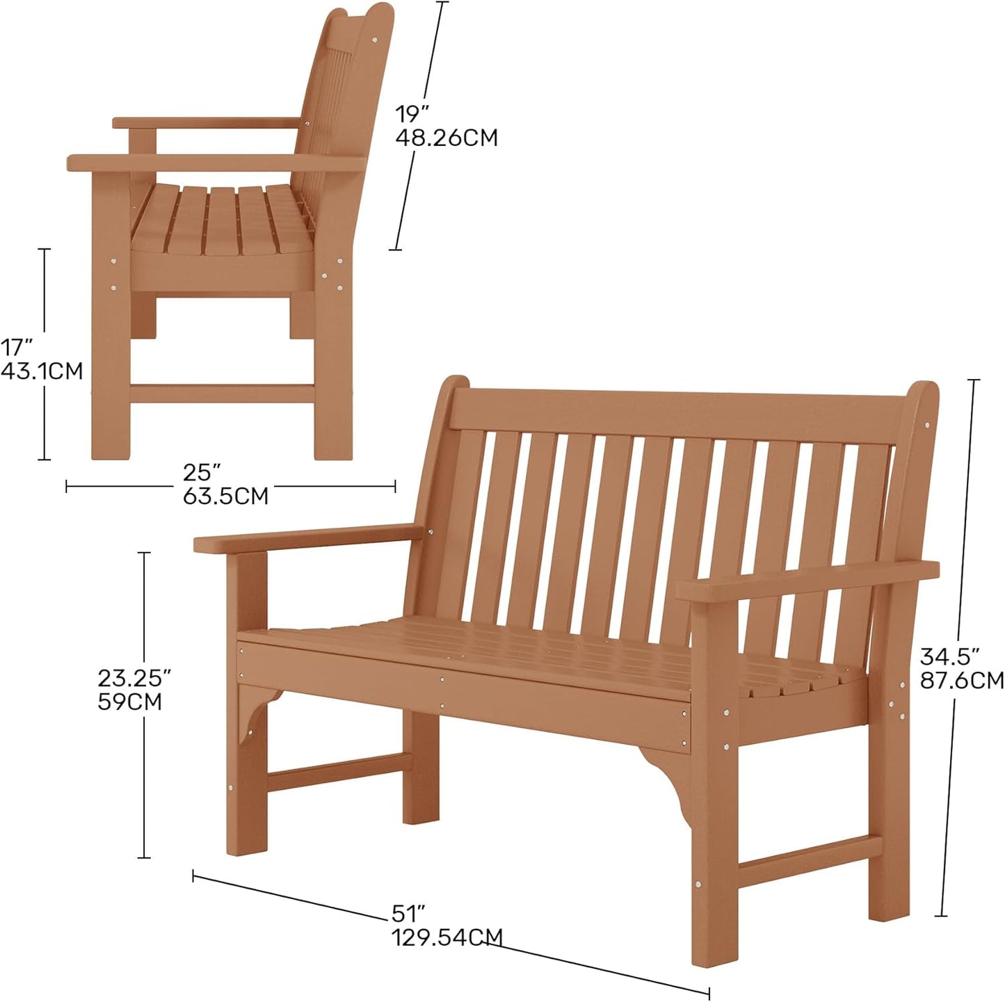 Garden Bench, Farmhouse Park Front Porch for Entryway Bench Outdoor Seating Low Bench Patio Bench Outside/Indoor, Teak