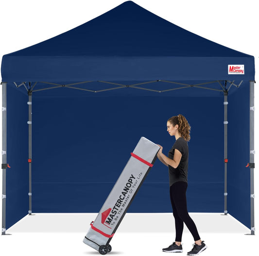 MASTERCANOPY Heavy Duty Pop-up Canopy Tent with Sidewalls (8x8,Navy Blue)