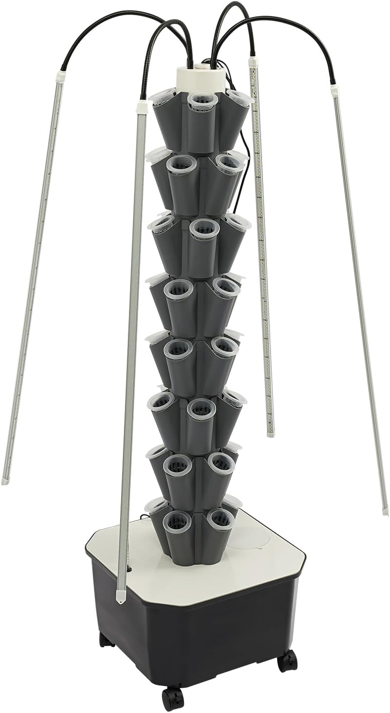 Hydroponic Tower, Vertical Planter Tower, 40 Planting Holes Water Planting Growing System Kit, Hydroponics Growing System Container with LED Grow Light for Herbs, Fruits and Vegetables