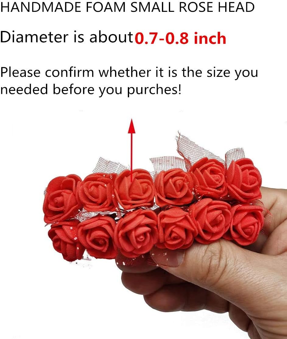 Mini Fake Rose Heads - 144pcs Artificial Rose Flowers DIY Wedding Bride Bouquet PE Foam DIY Party Festival Home Decor (Blue)