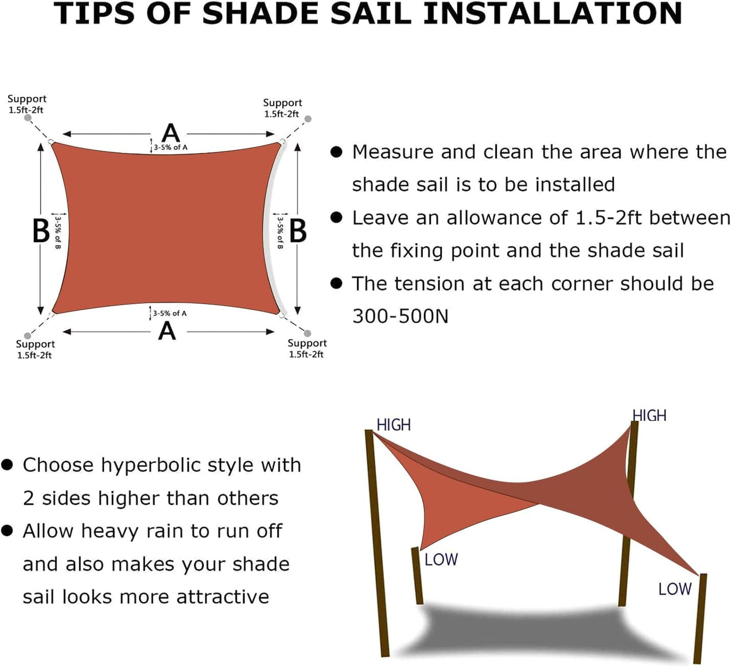 KANAGAWA 10'X15' Rust Red Custom Size Sun Shade Sail Rectangle UV Block Canopy Cover for Patio Backyard Lawn Garden Outdoor (Customized Available)
