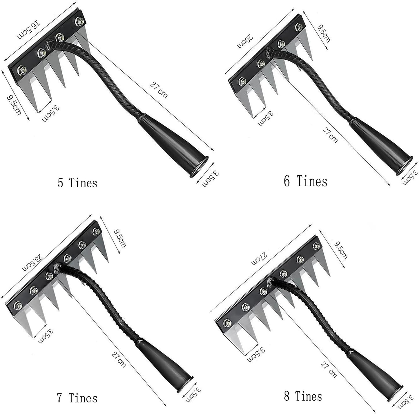 Gardening Hand Weeder Tool,Manual Weeder Tool with Detachable Blades, 4 Sizes High Carbon Steel Dual-Edge Design for Farm Garden Lawn Weed Removal, Soil Cultivation & Root Extraction (7 Tines)