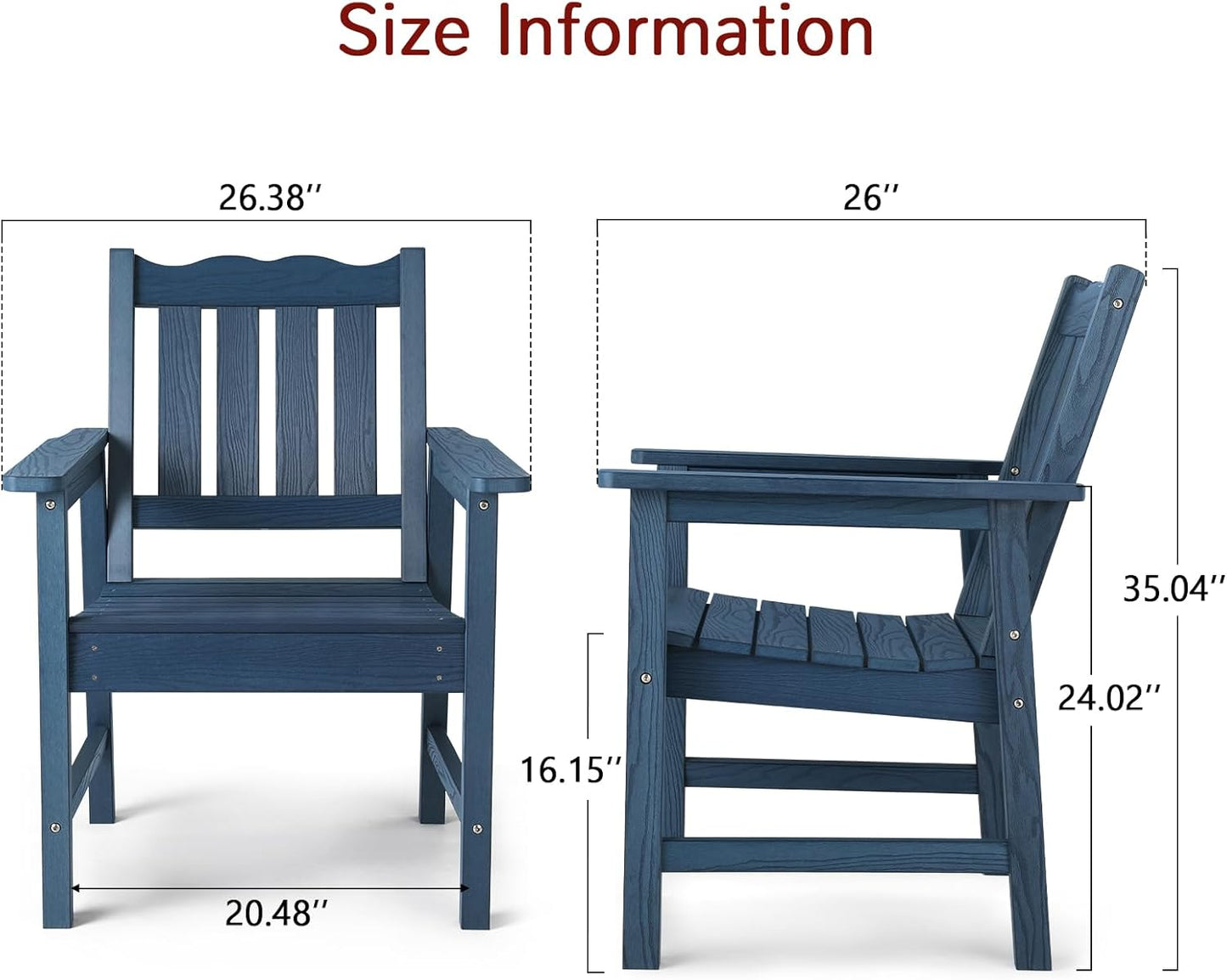 Stoog Outdoor Chairs & Bench Set, All-Weather Patio Furniture Set, Include 2 Patio Chairs and 1 Bench, Blue