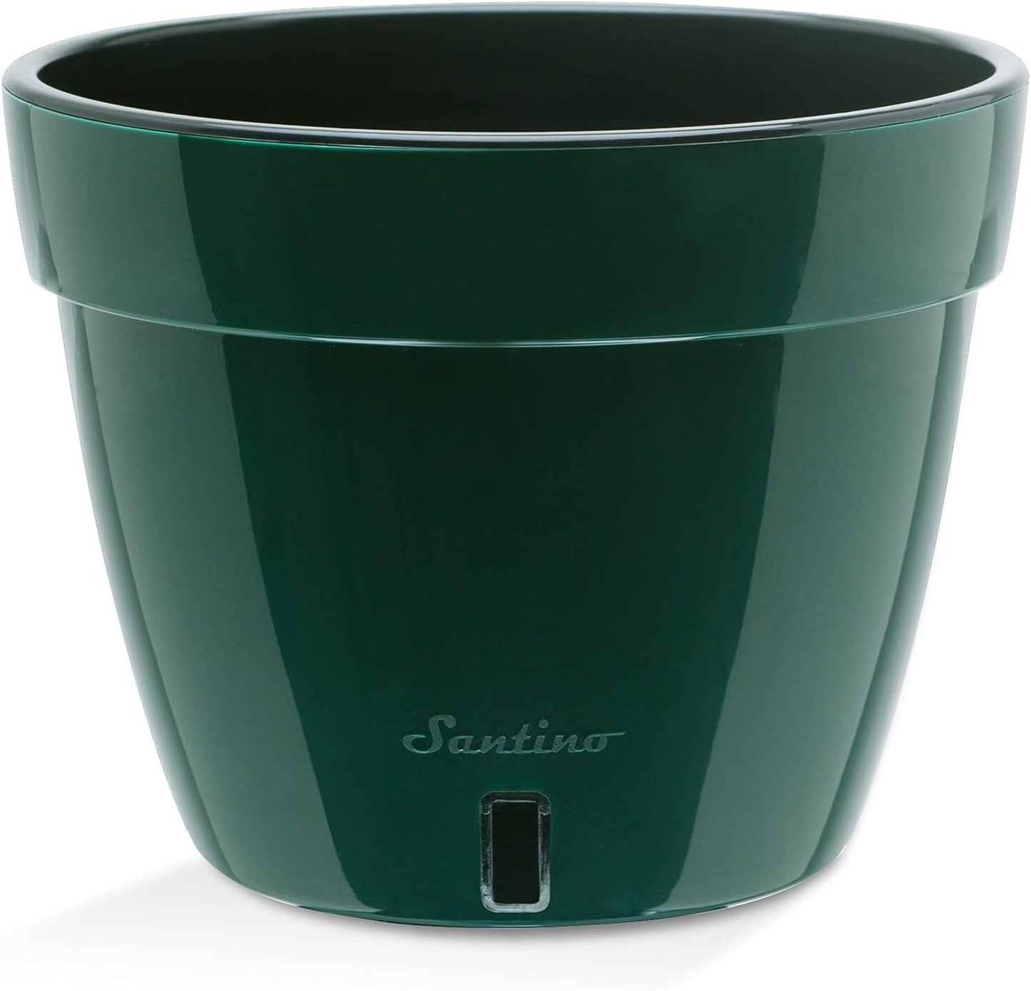 Santino ASTI 7.1 Inch Self Watering Planters Green/Black (Set of 3) for Indoor Plants - Premium Quality Modern Plastic Pot w/Water Level Indicator for All House Plants, African Violets and Dahlias