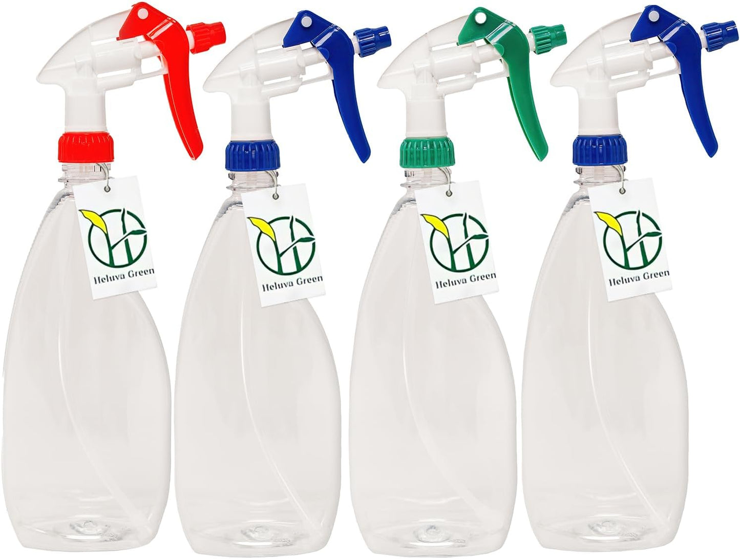 Heavy Duty 24oz Clear Plastic Spray Bottles for Cleaning - Large Empty Bottles for Gardening Solutions, Vinegar, Chemicals, Professional Cleaners - Adjustable Sprayer Nozzle - 4 Pack