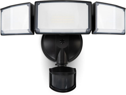 LUTEC 72W 7500LM LED Security Lights Motion Sensor Light Outdoor, 5000K Daylight, IP65 Waterproof, Dusk to Dawn, 3-Head Motion Detected Flood Light for Garage, Yard, Porch(Black)