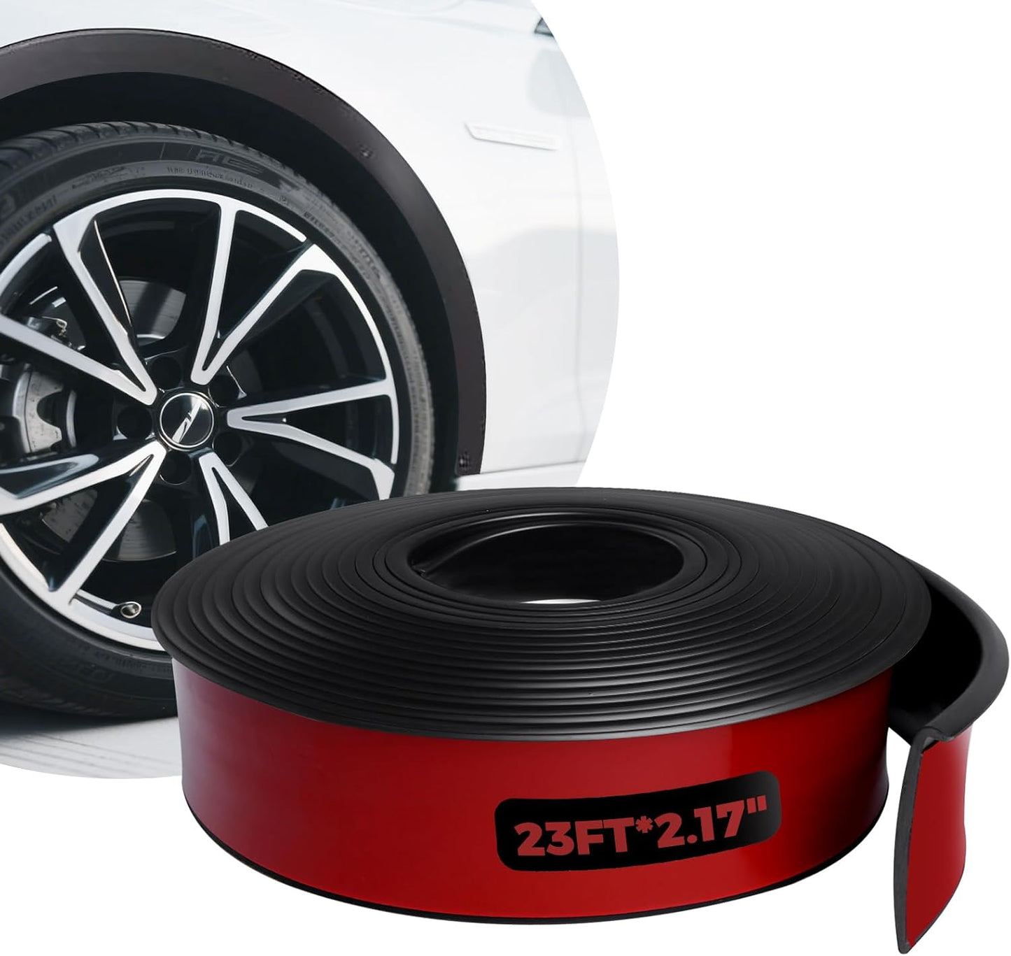 Fender Flares Edge Trim,Car Wheel Eyebrow Arch Trim Lips Strip Fender Flare Protector, Fender Flare Rubber Seal for Car and Truck Wheel Arch Well Black, 23ft(l) x0.18ft(w)