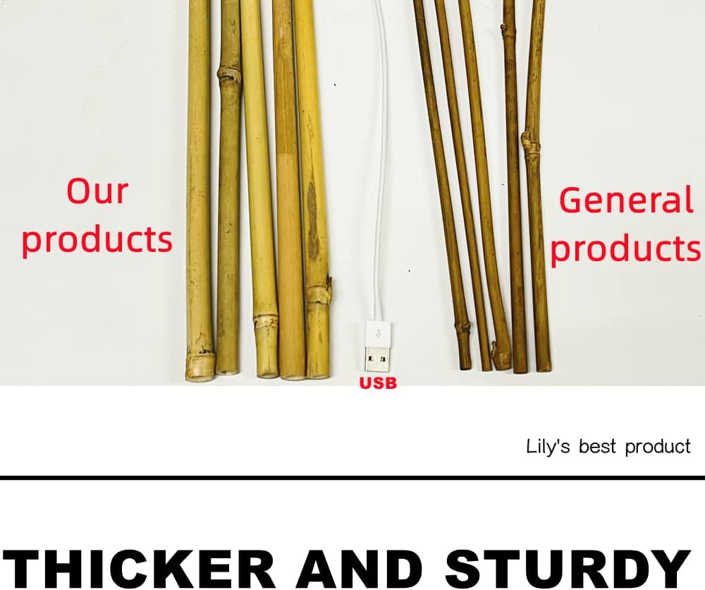 HOPELF 50 Pack 3ft Bamboo Plant Stakes for Wood Garden Sticks，Wooden Plant Supports，Bamboos，Trellis，Crafts, More Size Choices 8"/12"/16"//2'/3'/4'/5'/6'