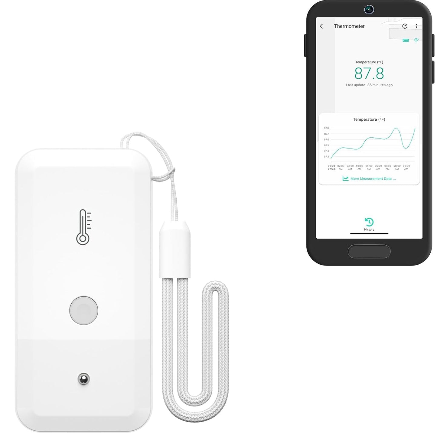 YoLink Smart Wireless Thermometer, Wide Temp Range for Freezer, Fridge, Green House, Pet Cage, App, Emails, Text/SMS alerts, up to 5 Years Battery Life- Hub Required