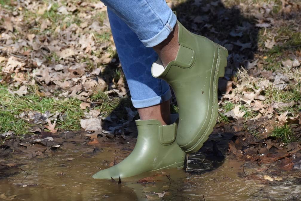 NORTY - Womens Ankle Rain Boots - Ladies Waterproof Winter Spring Garden Boot runs ½ size large