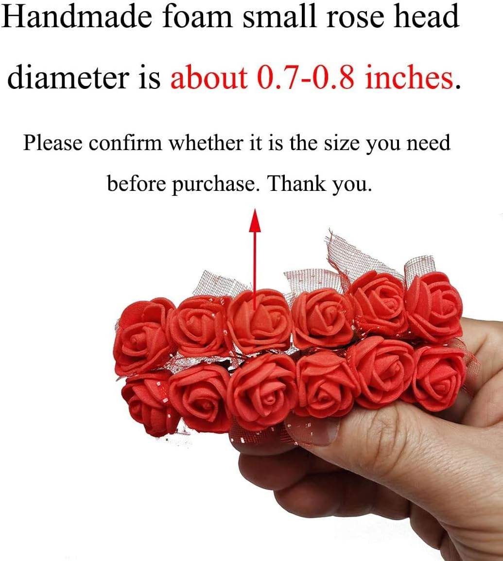 Foam Rose Fake Flowers for Crafts 144 pcs 2 cm Mini Wreaths Artificial Flower Bouquet Multicolor Rose Flower Wedding Scrapbooking Decoration Rose Fake Flower(White)