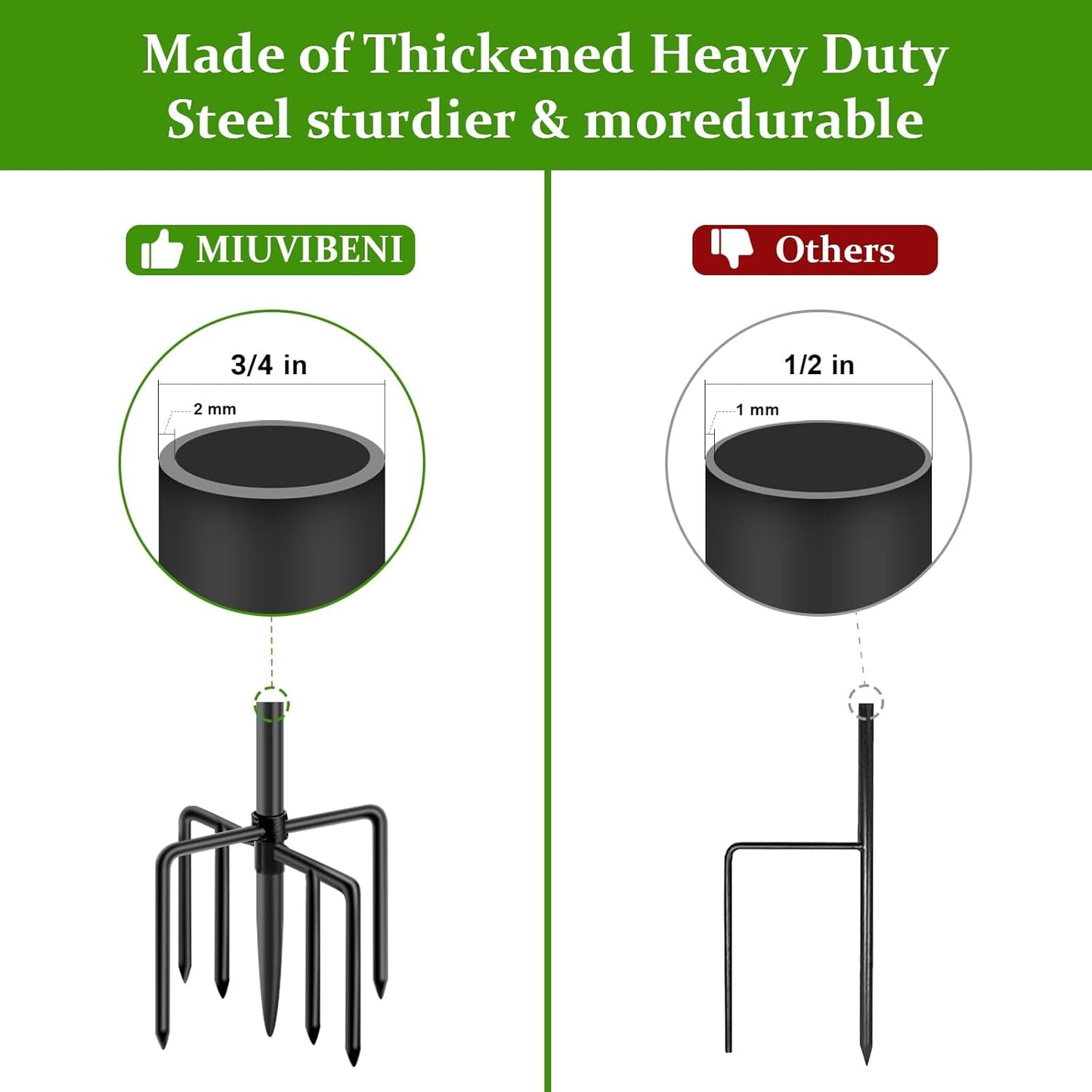 96" Shepherds Hooks for Outdoor with 7 Prongs Base, Heavy Duty Bird Feeder Pole for Hanging Lantern, Hummingbird Feeder, Shepherds Hook for Bird Feeders Outside,1 Pack