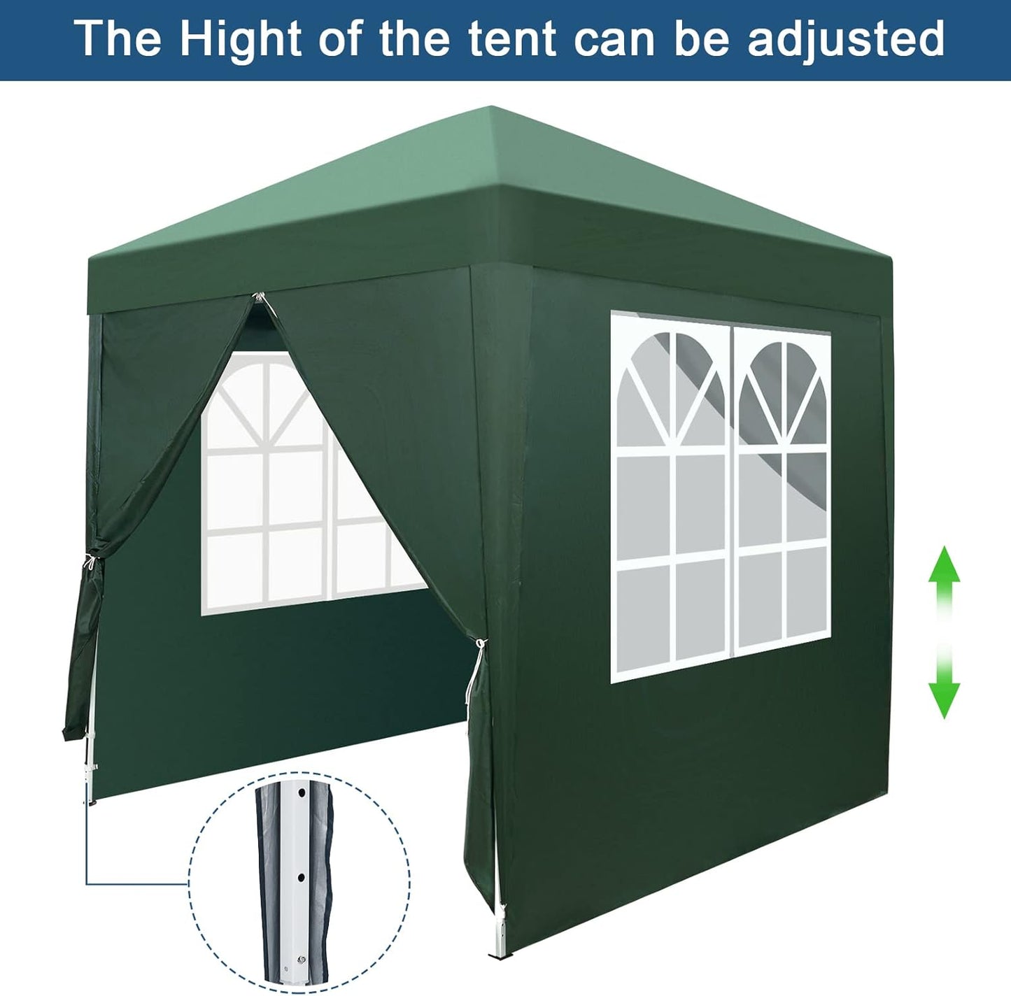Outvita 6.5x6.5ft Pop Up Canopy Tent, Outdoor Instant Shelter Folding Canopy with 4 Side Walls and Carry Bag for Commercial Events, Party, Backyard BBQ, Camping Green