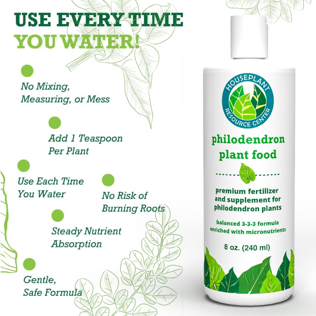 Philodendron Fertilizer – Liquid Plant Food for Strong Roots, Healthy Growth & Lush Foliage | 3-3-3 NPK Formula with Sea Kelp, Humic & Fulvic Acid | Essential Nutrients for Tropical Houseplants | 8 oz