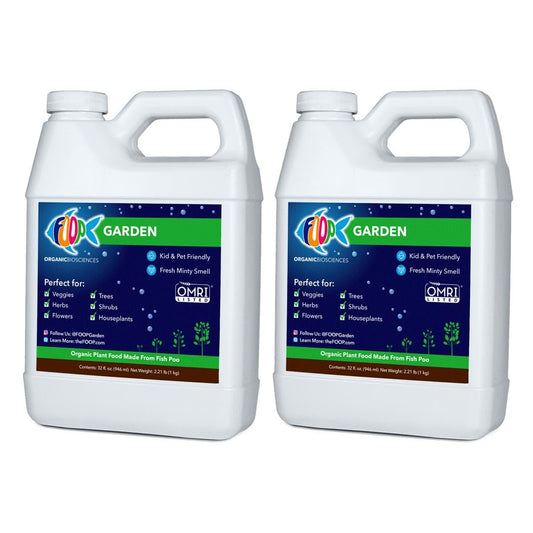 FOOP Garden - Organic Liquid Plant Food Made from Fish Manure (with Fresh Minty Scent) | Fish Fertilizer Alternative Perfect for Veggies, Herbs, Flowers,Trees,Shrubs | Kid&Pet Friendly (32oz, 2 Pack)