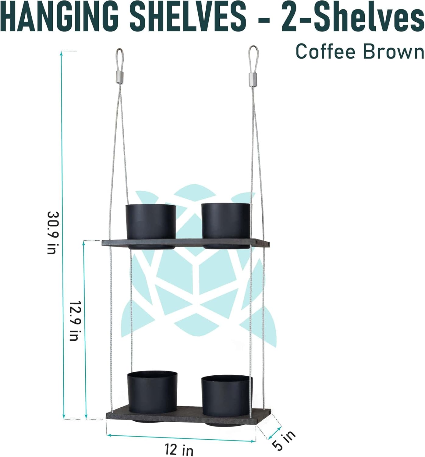 Urban Garden Decor with Pots Included, Hanging Planters for Indoor Outdoor Plants, Hanging Flowerpots, Wall Hanging Plant Holder Window Plant Shelves (Coffee Brown, Combo)