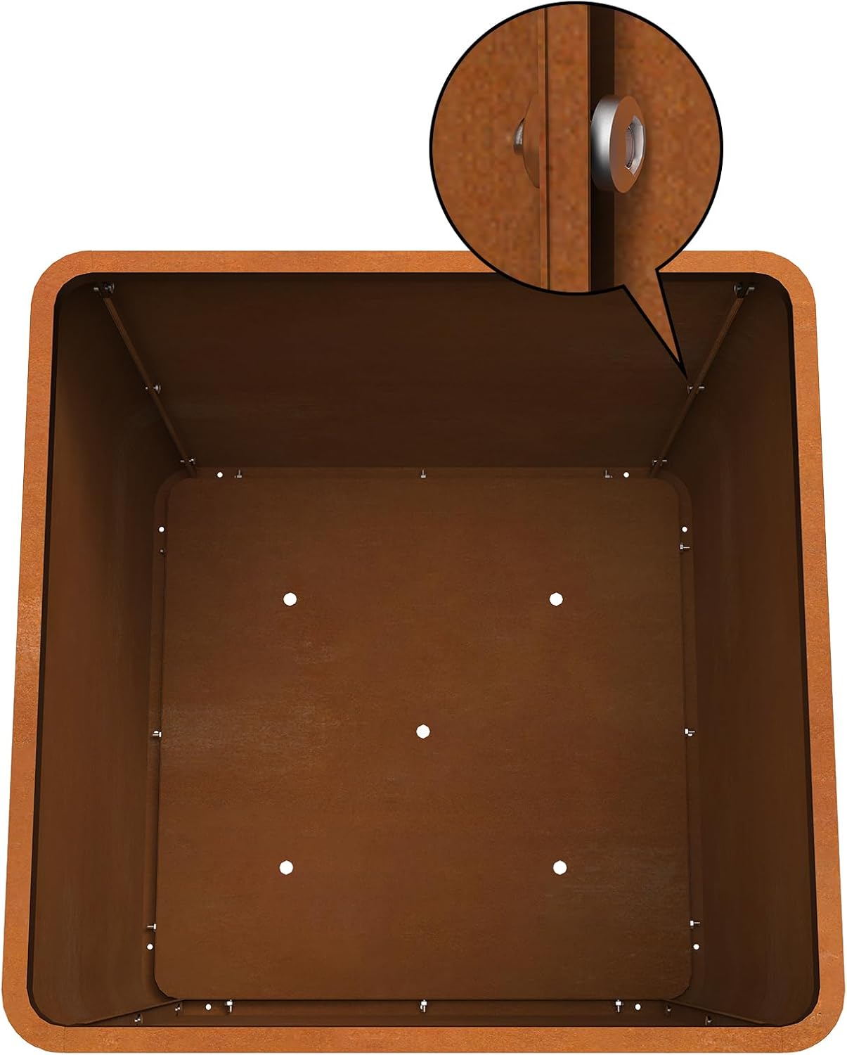 Corten Steel Planter Box 26" L x 26" W x 26" H,Large Metal Square Planter for Outdoor Plants,Metal Cube Flower Pot with Drainage Hole for Porch Hotel Patio Yard