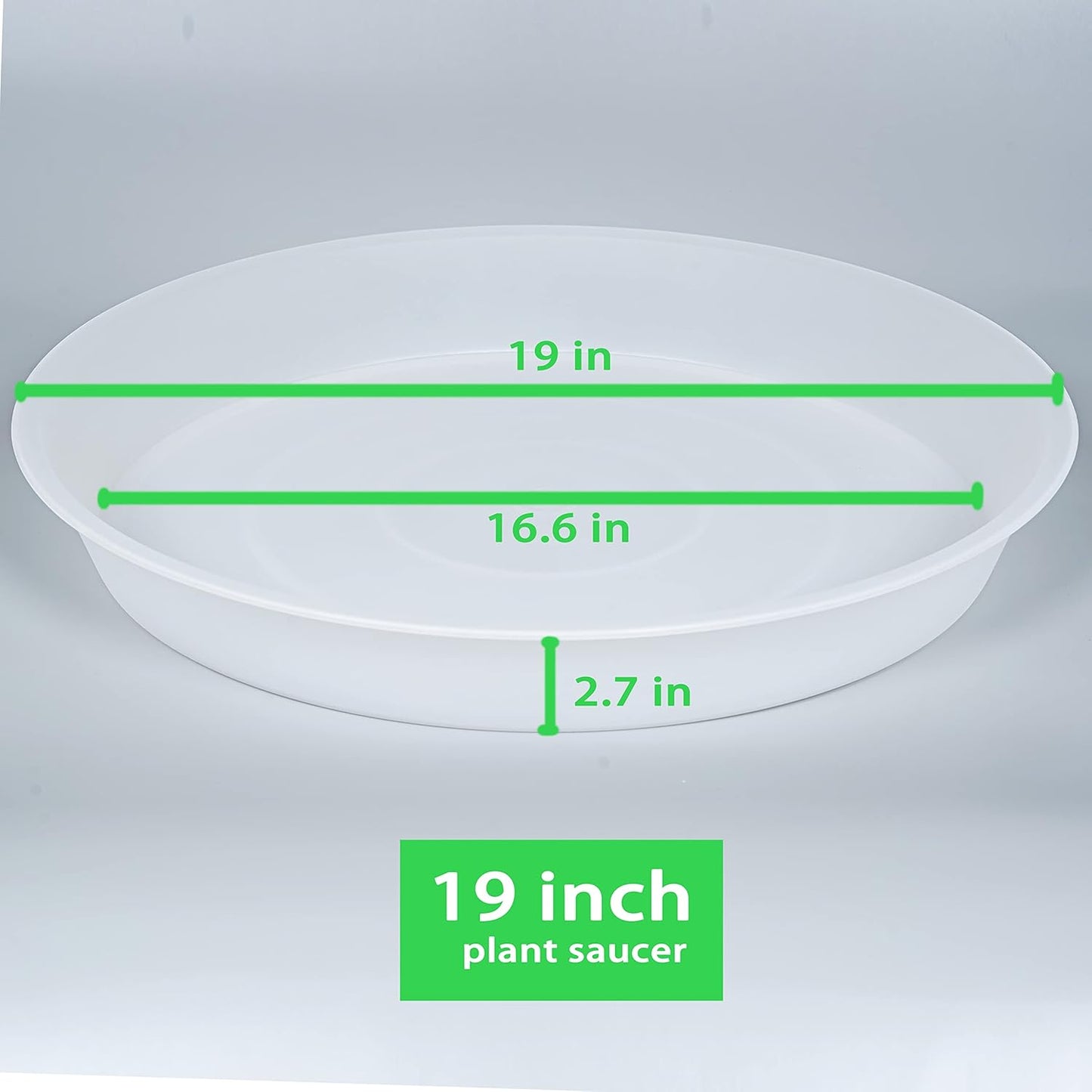 2 Pack of 19 inch Plant Saucer, 2.7" Depth Tray, Large Deep Garden Plastic Flower Planter Plant Trays for Indoors Outdoor Bath Bath (19", Clear)