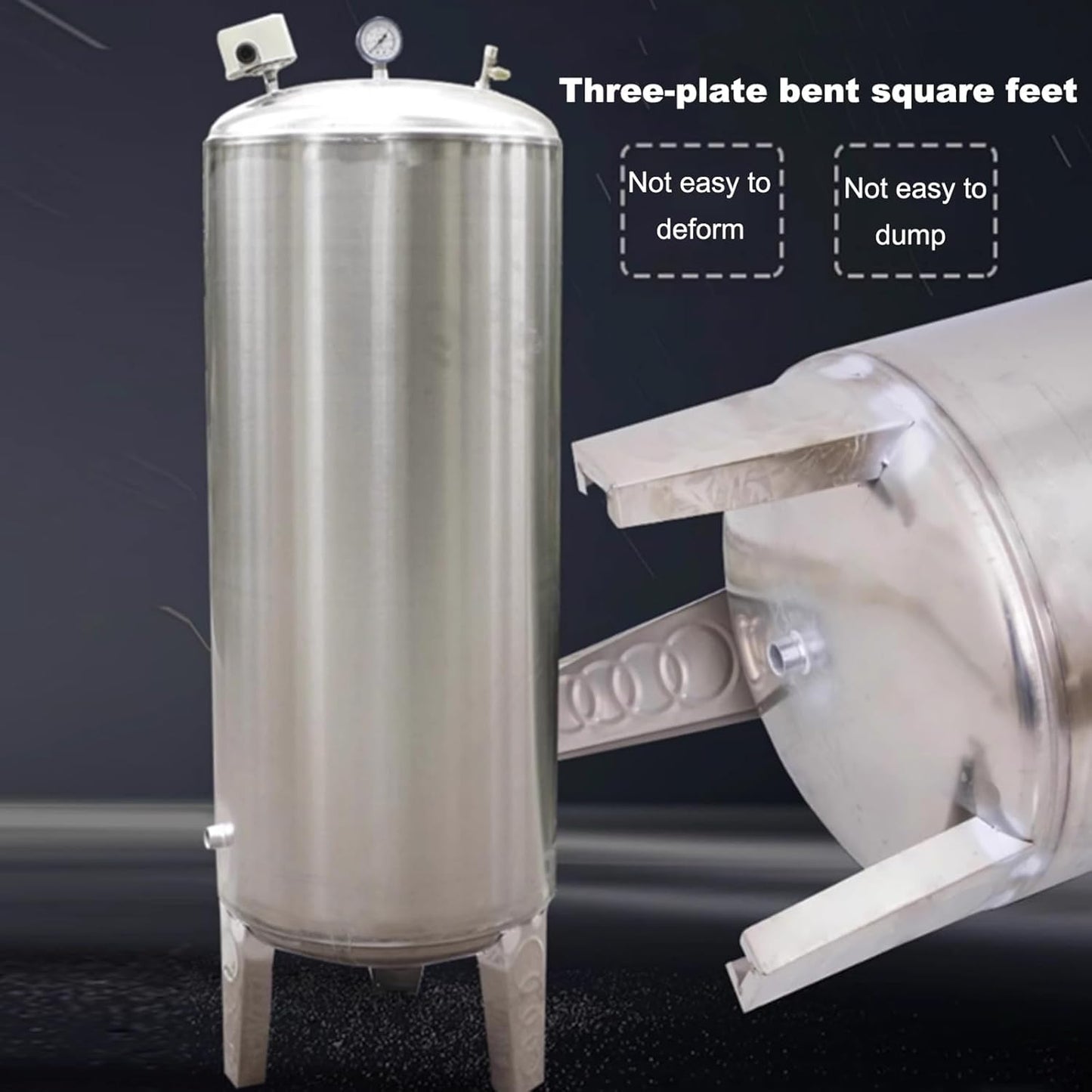 Water Supply System, Fully Automatic Well Water Storage Tank, Stainless Steel Pressure Tank with mounting Fittings for Well/Industrial Cleaning/Garden Watering(300L/79.2gal)