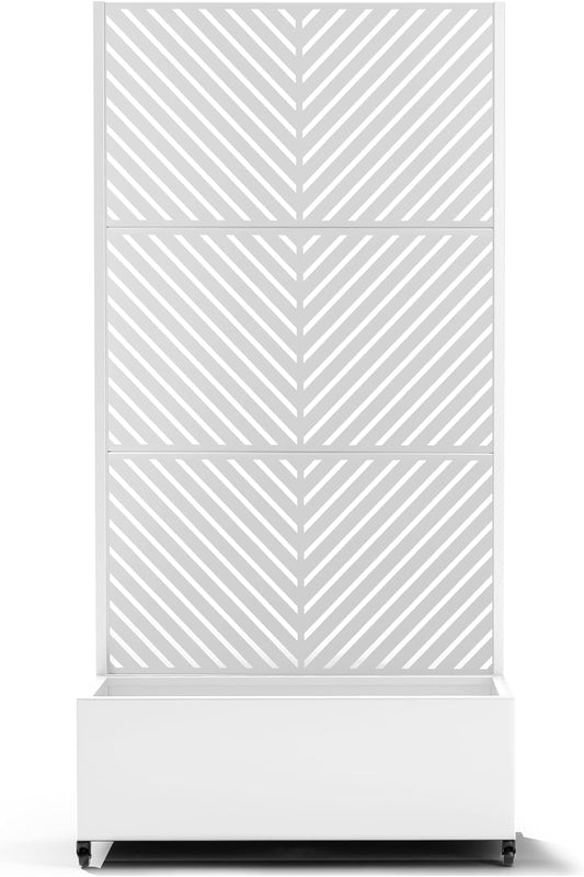 Raised Garden Bed with Trellis and Wheels,73"x35"x16" Metal Raised Garden Bed,White Parallel Metal Planter with Climbing Trellis for Vines & Vegetables