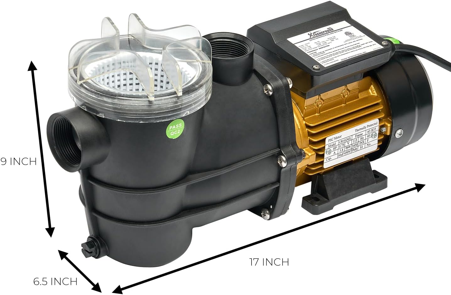XtremepowerUS 3/4HP 2,400GPH High Flow Pond DIY Self Priming for Above Ground Swimming Pool Pump Strainer Basket 1.5" NPT