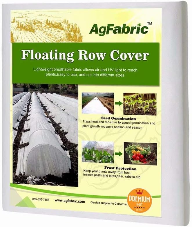 Agfabric Plant Covers Freeze Protection Floating Row Covers 7'x100' 0.9oz Plant Covers Freeze Sun Protection,Frost Cloth for Vegetables,White