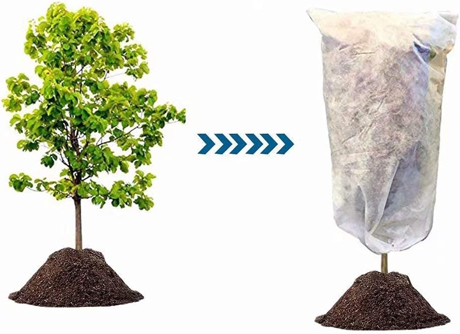 Agfabric Plant Covers Freeze Protection 39''Hx39''Dia 0.55oz Plant Frost Protection Covers Garden Plant Cover Drawstring Bags Winter Frost pests Protection,White