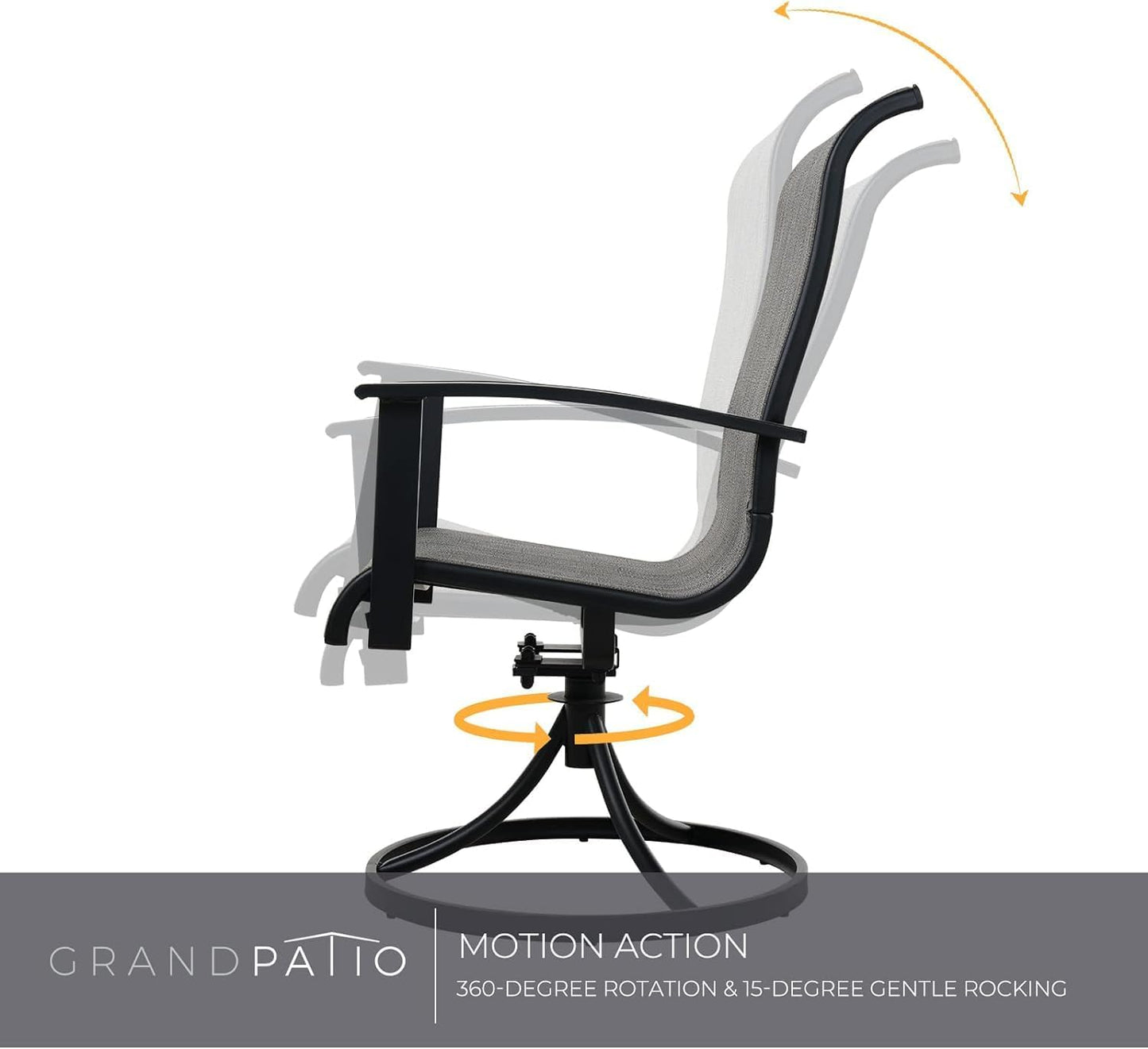 Grand patio Outdoor Swivel Dining Chairs 6-Piece Patio Dining Chair Set Mesh Sling Patio High Back Swivel Rockers, Mixed Coffee