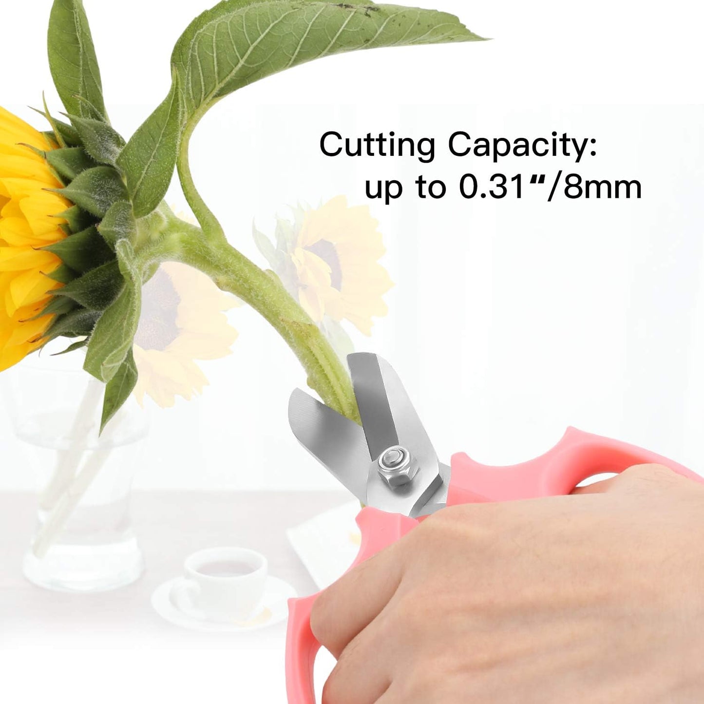 Flower Scissors, Strong Floral Shears,3PCS Premium Steel Garden Pruning Shears Floral Fruits Leaf Scissors Hand Pruner Snip Trimming Tool for Gardening Flower Arrangement, Pink
