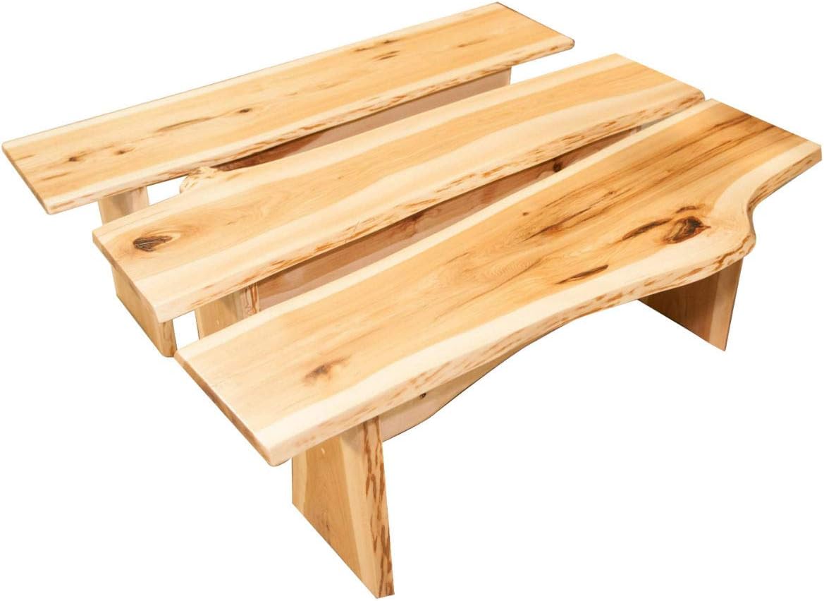 Rustic Red Door Co. Live Edge Wooden Bench - Solid Wood Dining Bench Furniture - Natural Edge Wooden Slab Bench (4' Long, Hickory Wood with Clear Coat)