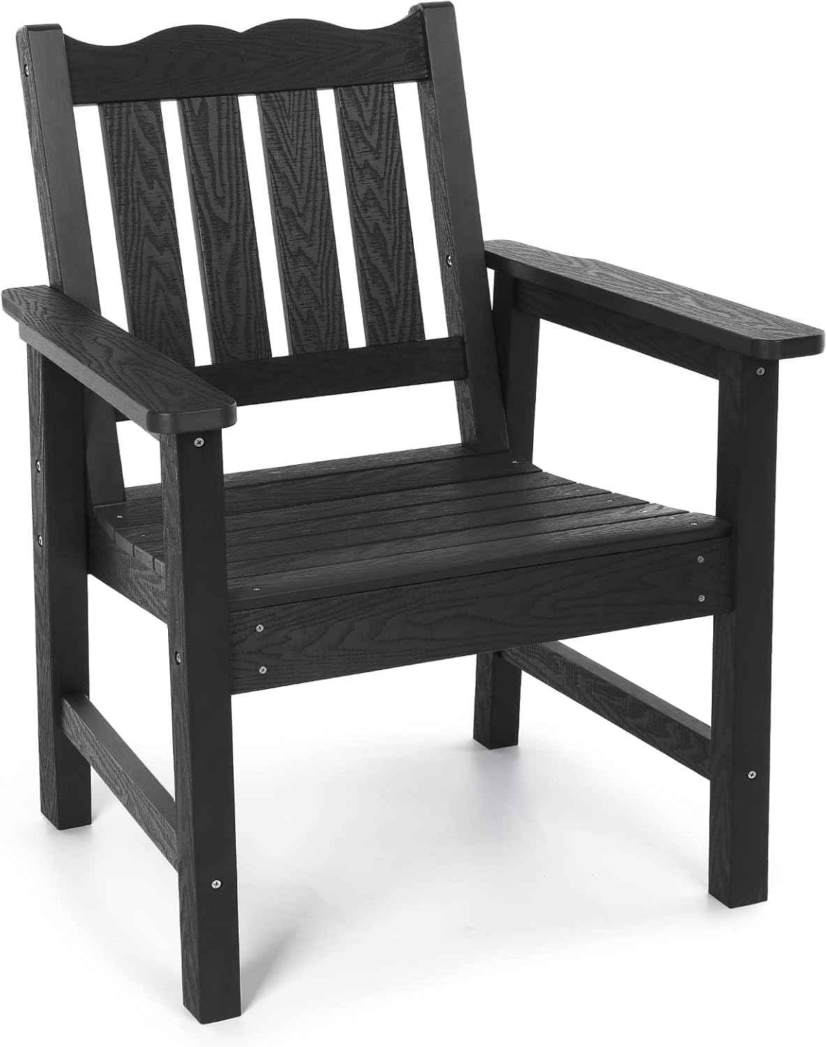 Stoog All-Weather Outdoor Chairs, Patio Dining Chair with Curved Backrest, 400 lbs Support Patio Chair, Black