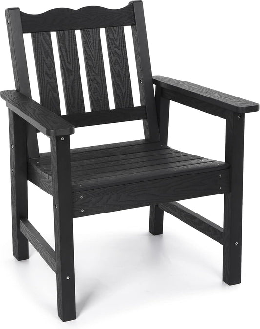 Stoog All-Weather Outdoor Chairs, Patio Dining Chair with Curved Backrest, 400 lbs Support Patio Chair, Black