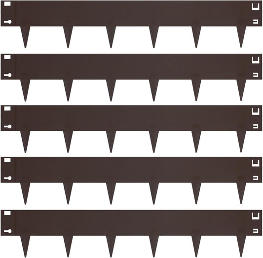 5 Pack Steel Landscape Edging,Metal Landscape Edging 40 Inch Strips, Brown Metal Garden Edging 7 inch Depth, Steel Edging for Landscaping, Brown