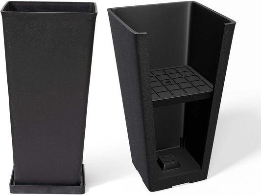 La Jolíe Muse Tall Planters 20 Inch, Flower Pot Pack 2, Patio Deck Indoor Outdoor Garden Tree Planters (Black)