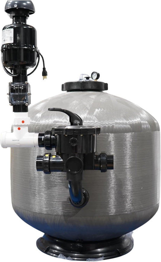 HALF OFF PONDS Simply Clear PRO Koi Pond Filter System with 2HP Blower – Filters Ponds Up to 27,000 Gallons – Bio Comb Media, 6-Way Valve, Pressure Gauge - Mechanical & Biological Filtration