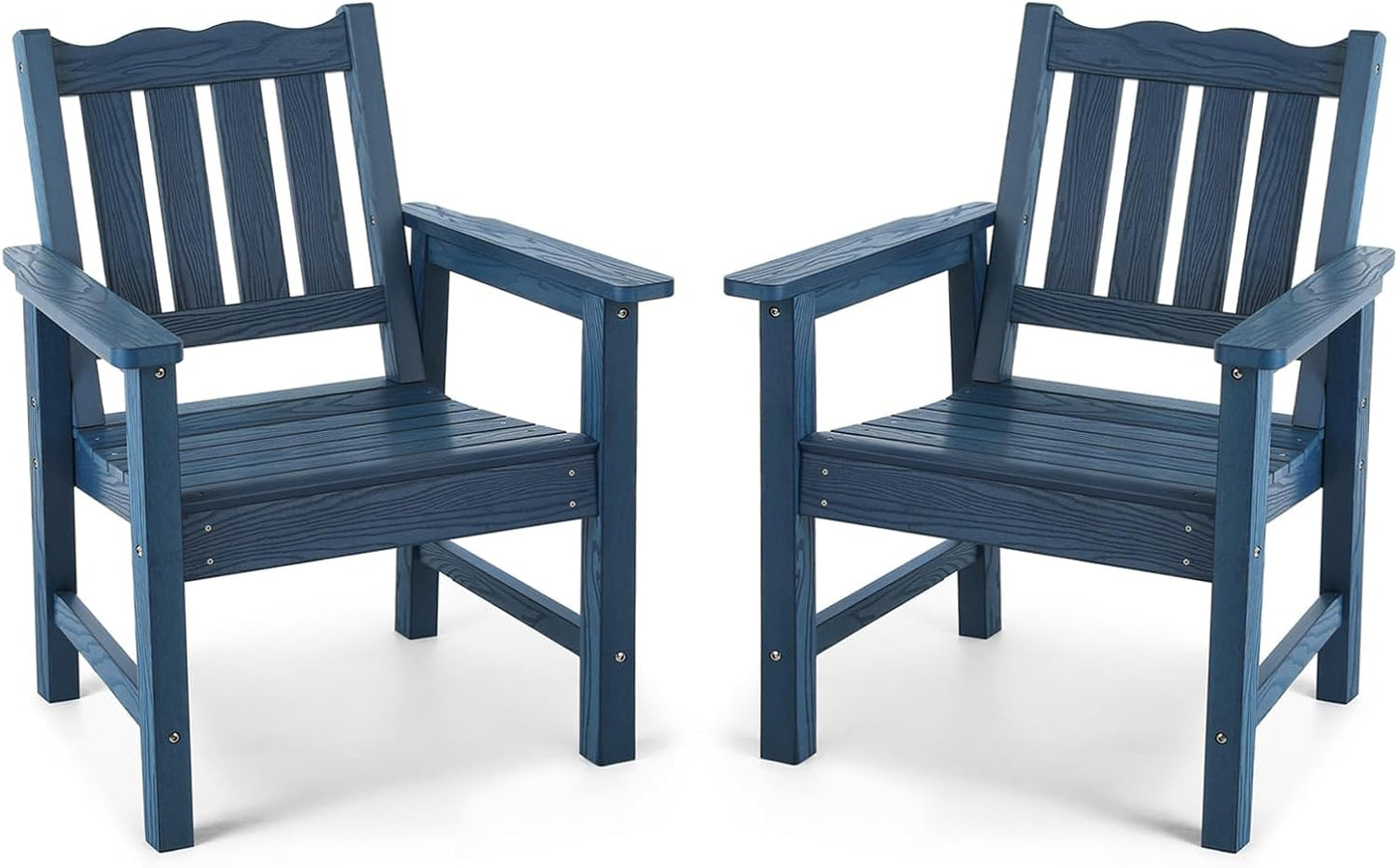 Stoog All-Weather Patio Chairs Set of 2, Heavy Duty Outdoor Chairs with 400 lbs Weight Capacity, Garden Chair for Backyard, Deck, Lawn & Porch, Blue