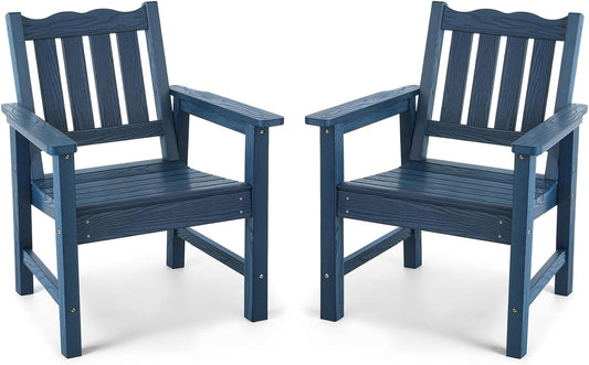 Stoog All-Weather Patio Chairs Set of 2, Heavy Duty Outdoor Chairs with 400 lbs Weight Capacity, Garden Chair for Backyard, Deck, Lawn & Porch, Blue
