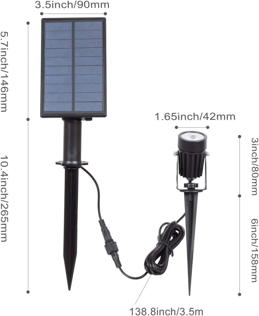 T-SUNUS Halloween Solar Spot Lights Blue Metal Outdoor Spotlights with 9.8ft Cable, IP65 Waterproof, Separated Panel for Yard Driveway Pathway Pool Christmas Tree Patio Landscaping Wall Flag Trees