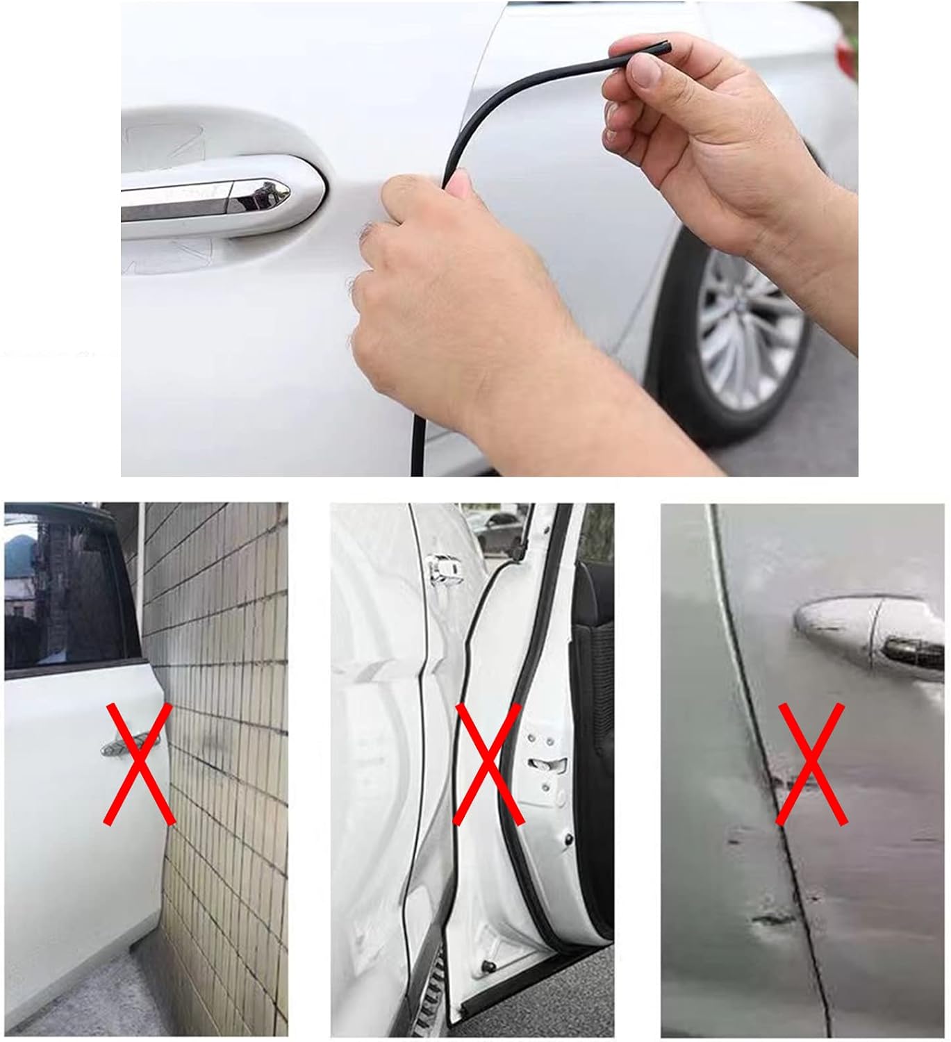 Rubber Edge Guard U Channel Trim Self Adhesive Metal Edge Protection Guard for Car Doors, Hatches, Lockers, Panels (20Ft, Black)