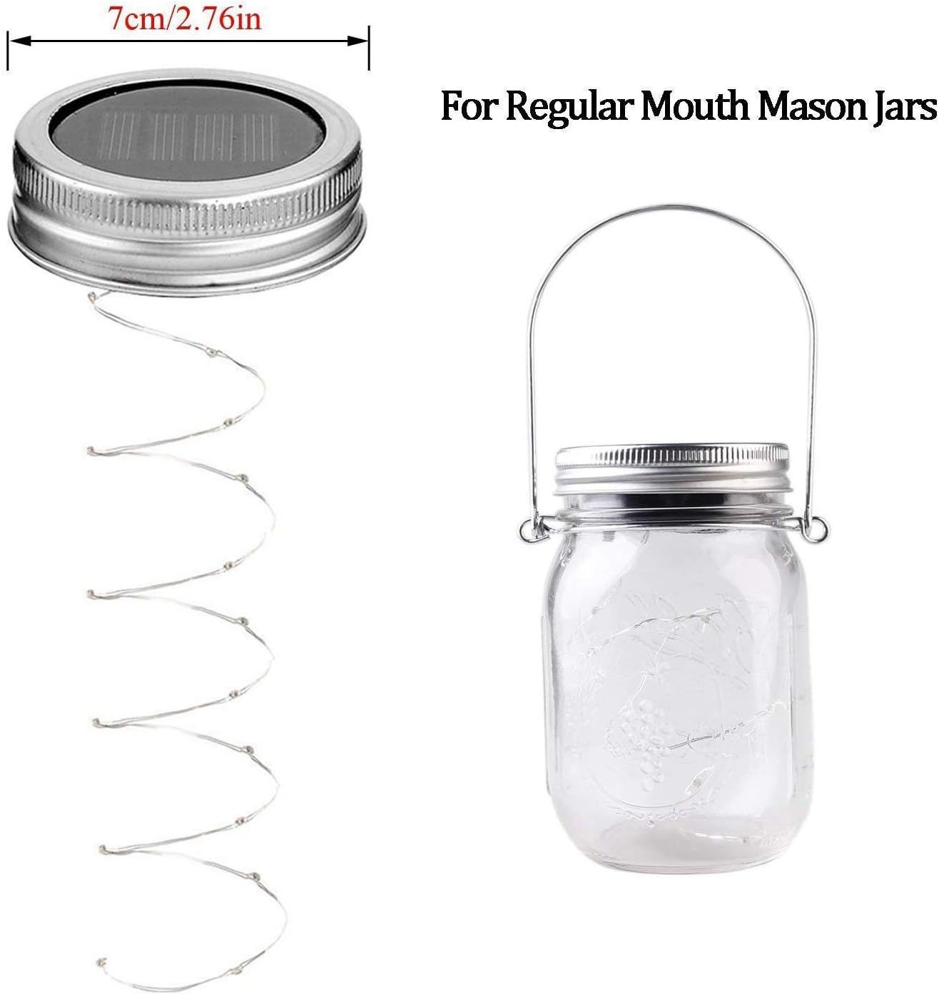 Solar Mason Jar Lid Lights, 8 Pack 20 LED Waterproof Fairy Star Firefly String Lights with (8 Hangers Included,Jars Not Included), for Mason Jar Table Garden Wedding Party Decor (4 Colors)