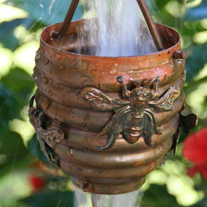 Nutshell Stores Honeybee & Hive Copper Rain Chain - Copper - 8 Feet