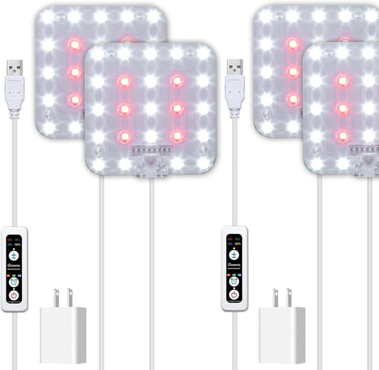 DOMMIA Grow Light, Square Dimmable Full Spectrum High PPFD with Optical Lens, Auto on/Off and 6/12/16H Timer, Suitable for Seed Starting and Easy to Install, 2 Pack