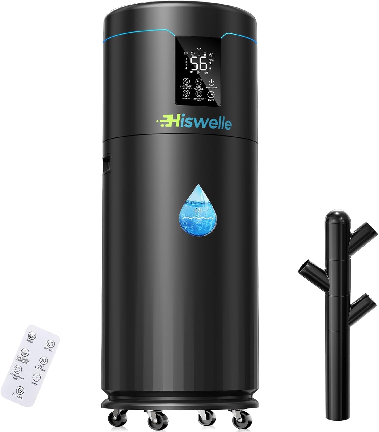 Large Humidifiers for Bedroom, 4.5 Gal Cool Mist Humidifier for Large Room Whole House with Remote Control, 800mL/h Output, 48H Runtime, Auto Humidistat, Wheels, Timer, Essential Oil Tray