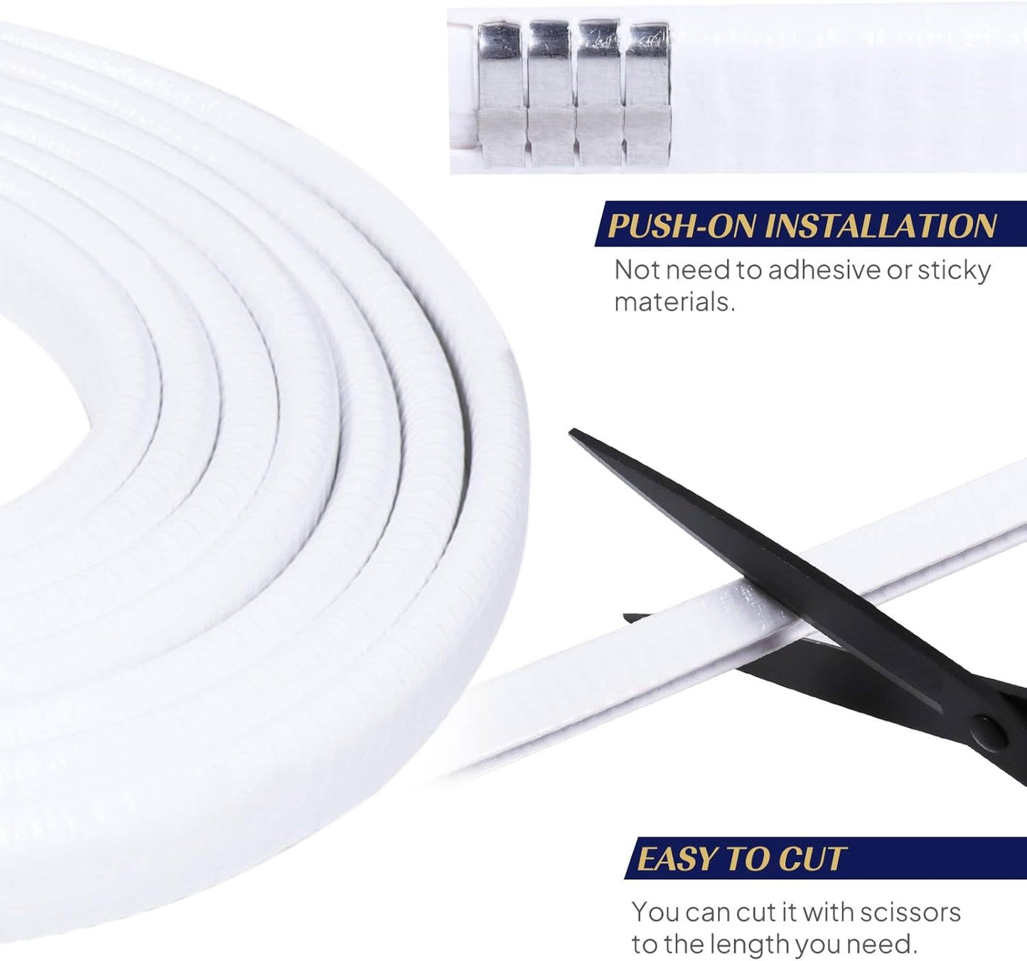 Edge Trim White U-Channel Rubber Trim Edge with Metal 1/2" X 3/8" - Fit Gap 3/64" to1/4 Car Door Edge Sealing Strip, PVC Weather Stripping with Steel, Metal Edge Protector, 12FT