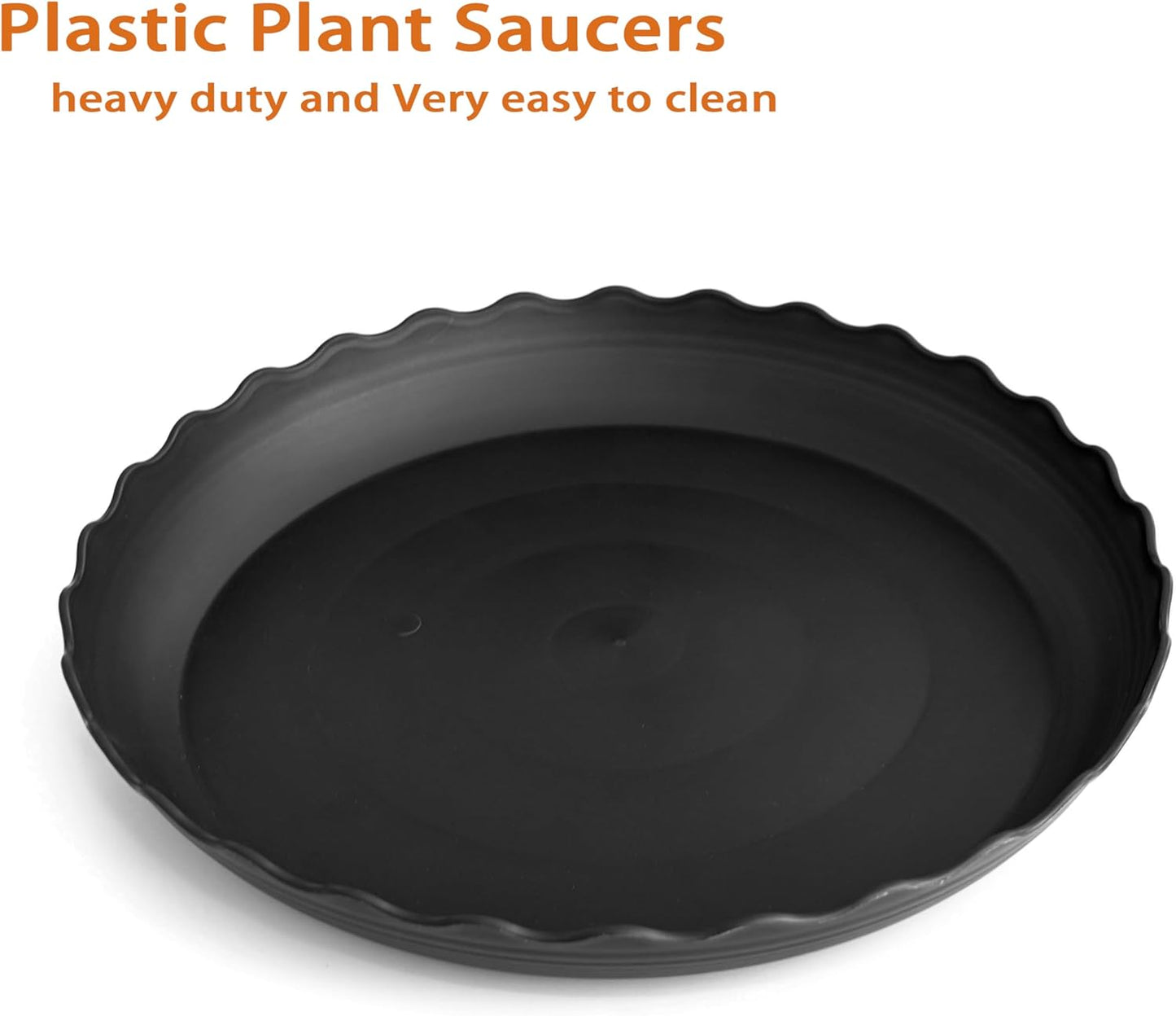 4 Pack of 16 inch Plant Saucer, Depth Large Plant Tray, Heavy Duty Plant Trays for Indoors no Holes, Plastic Pot Tray for Planter (Black)
