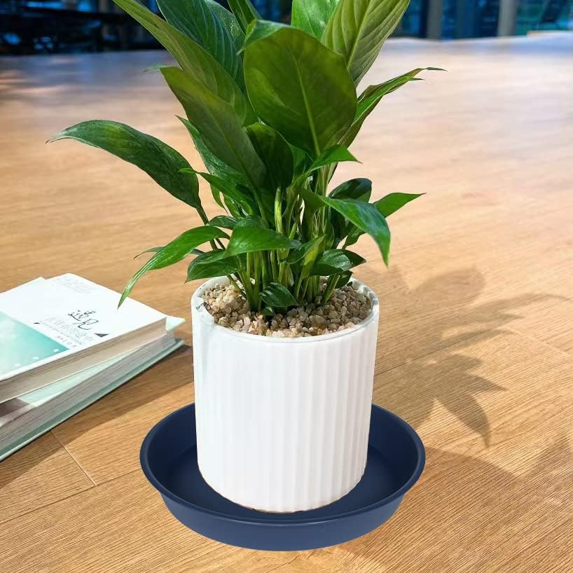 6 Pack of 10 inch Plant Saucer Blue, Heavy Duty Plastic Plant Saucer 10 inch Round, Flower Plant Saucers for Indoors, Plant Trays for Planter 8"/9"/10" (10", Blue)