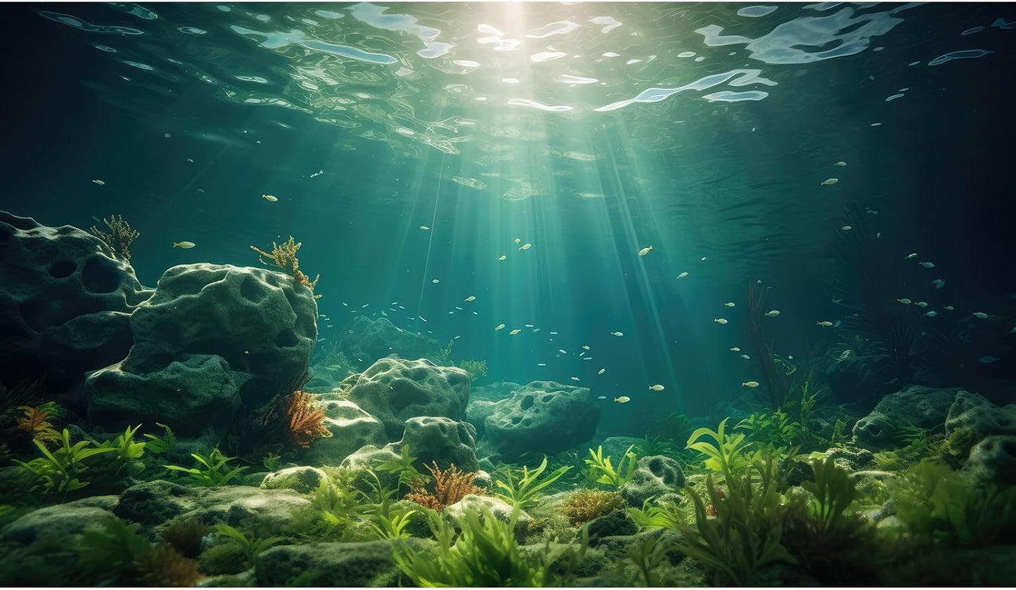Under The Sea Aquarium Background Deep Sea Aquatic Plants Fish Tank Background Underwater Rock Sunray Terrarium Backgrounds Tropical Fish Deep Ocean Floor Fish Tank Backgrounds 48x20in