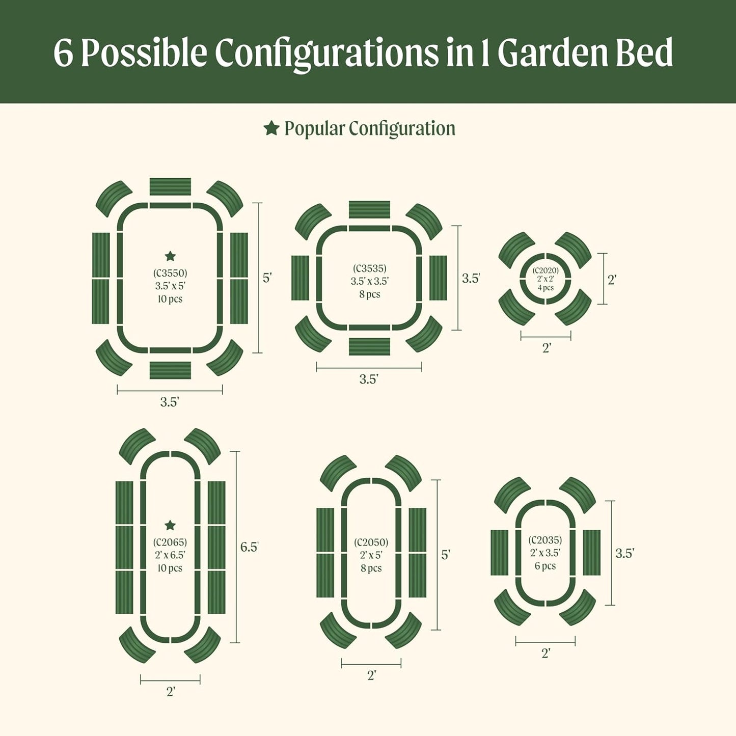 Vego garden Raised Garden Bed Kits, 17" Tall 6 in 1 Modular Metal Raised Planter Bed for Vegetables Flowers Patio Ground Planter Box-Olive Green