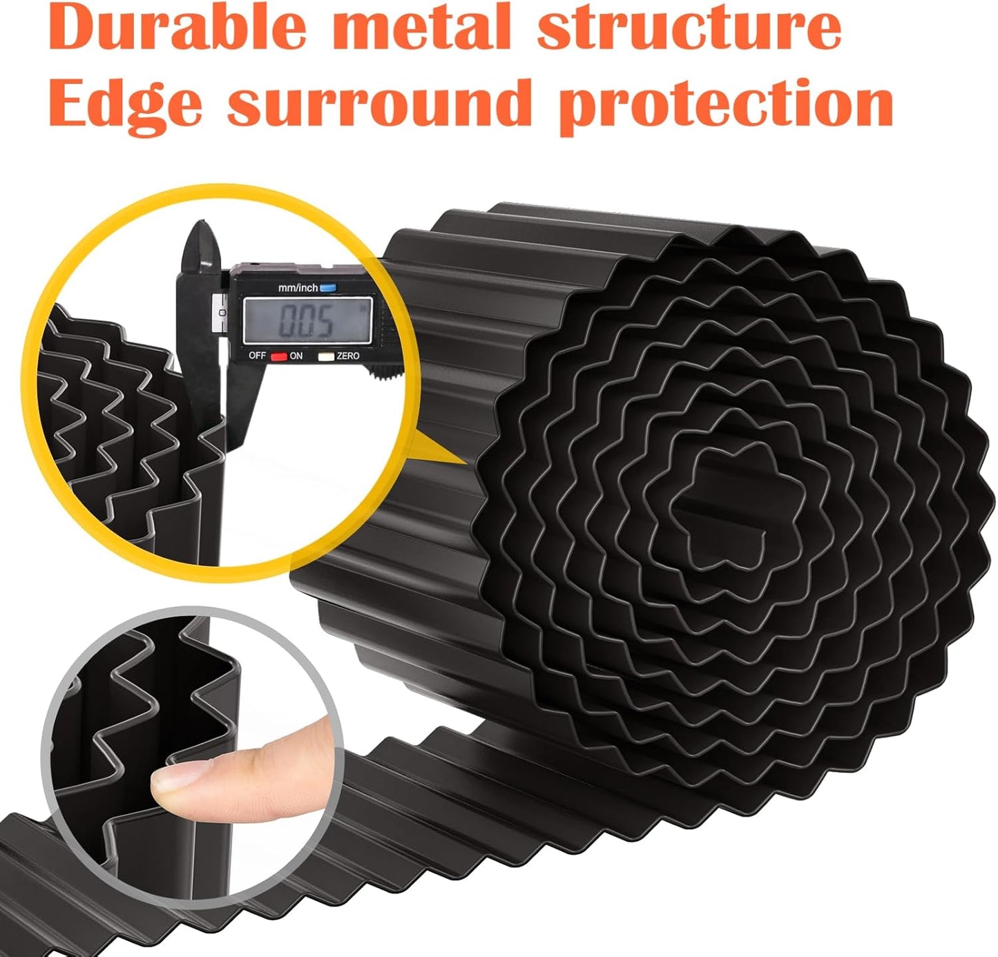 LAVEVE Corrugated Metal Garden Edging 12" x 20Ft, Landscape Edging Border for Lawn, Flower Bed, Garden Fence, Paver Edging (Black)